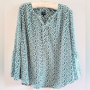 Talbots Silk Peasant Bell Sleeves Folk Cottagecore Flowy Boho Business Casual 2X